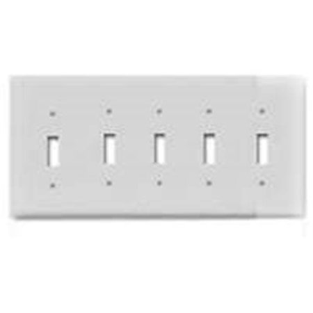 EATON WIRING DEVICES Toggle Wallplate, Number of Gangs: 5 White 3933140